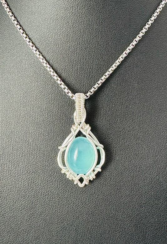 Aqua Chalcedony pendant necklace