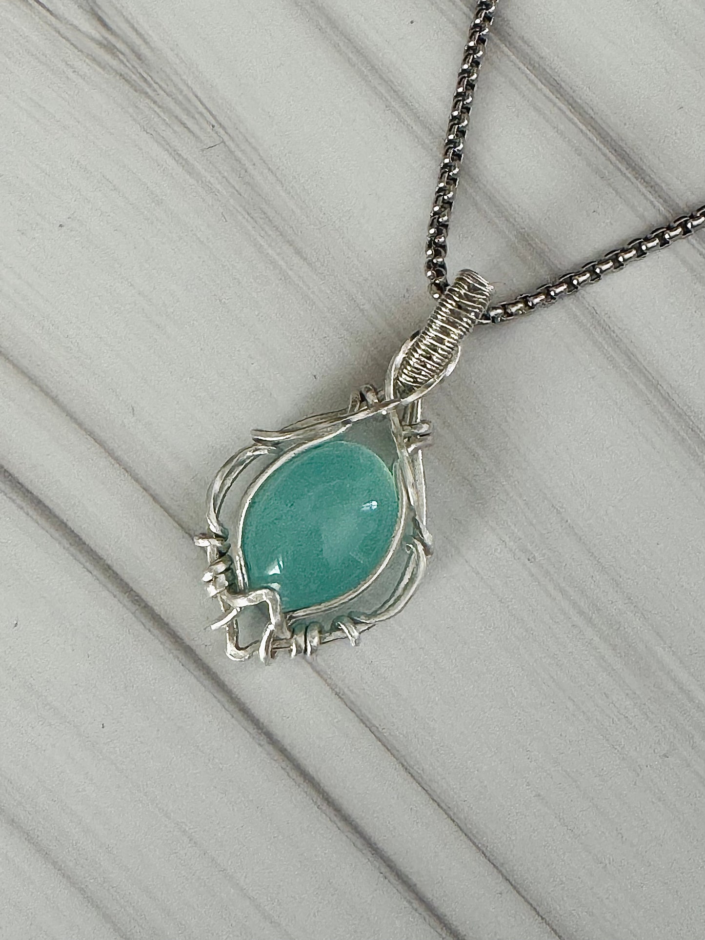 Aqua Chalcedony pendant necklace