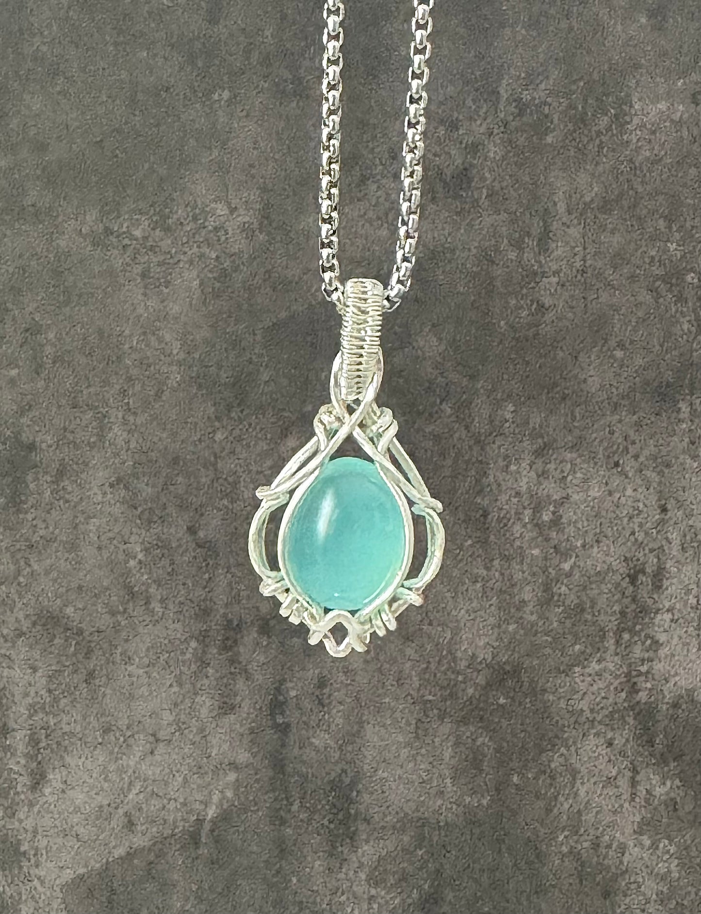 Aqua Chalcedony pendant necklace