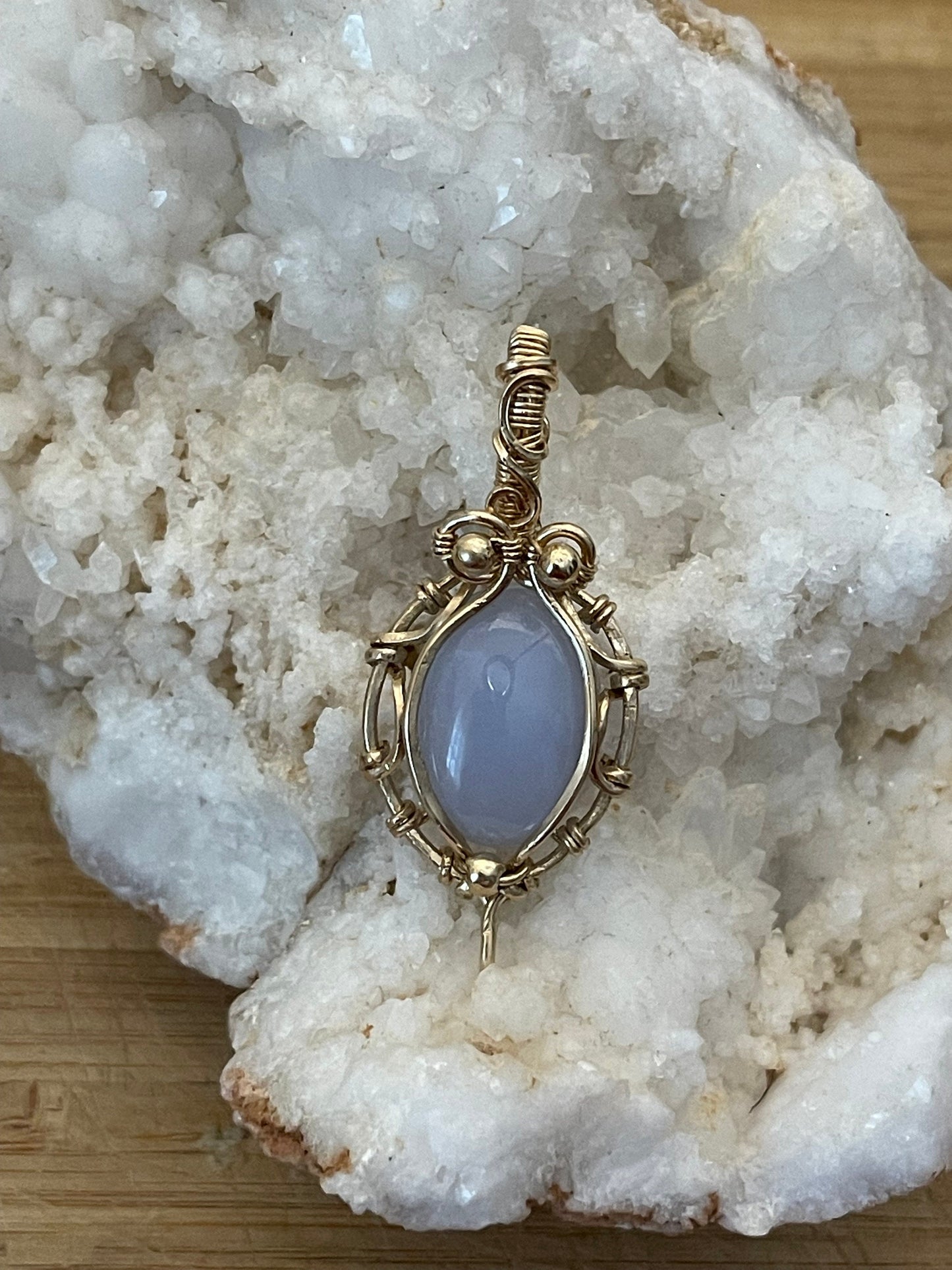 Chalcedony gemstone pendant necklace