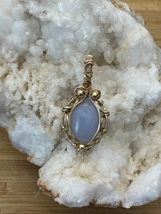 Chalcedony gemstone pendant necklace