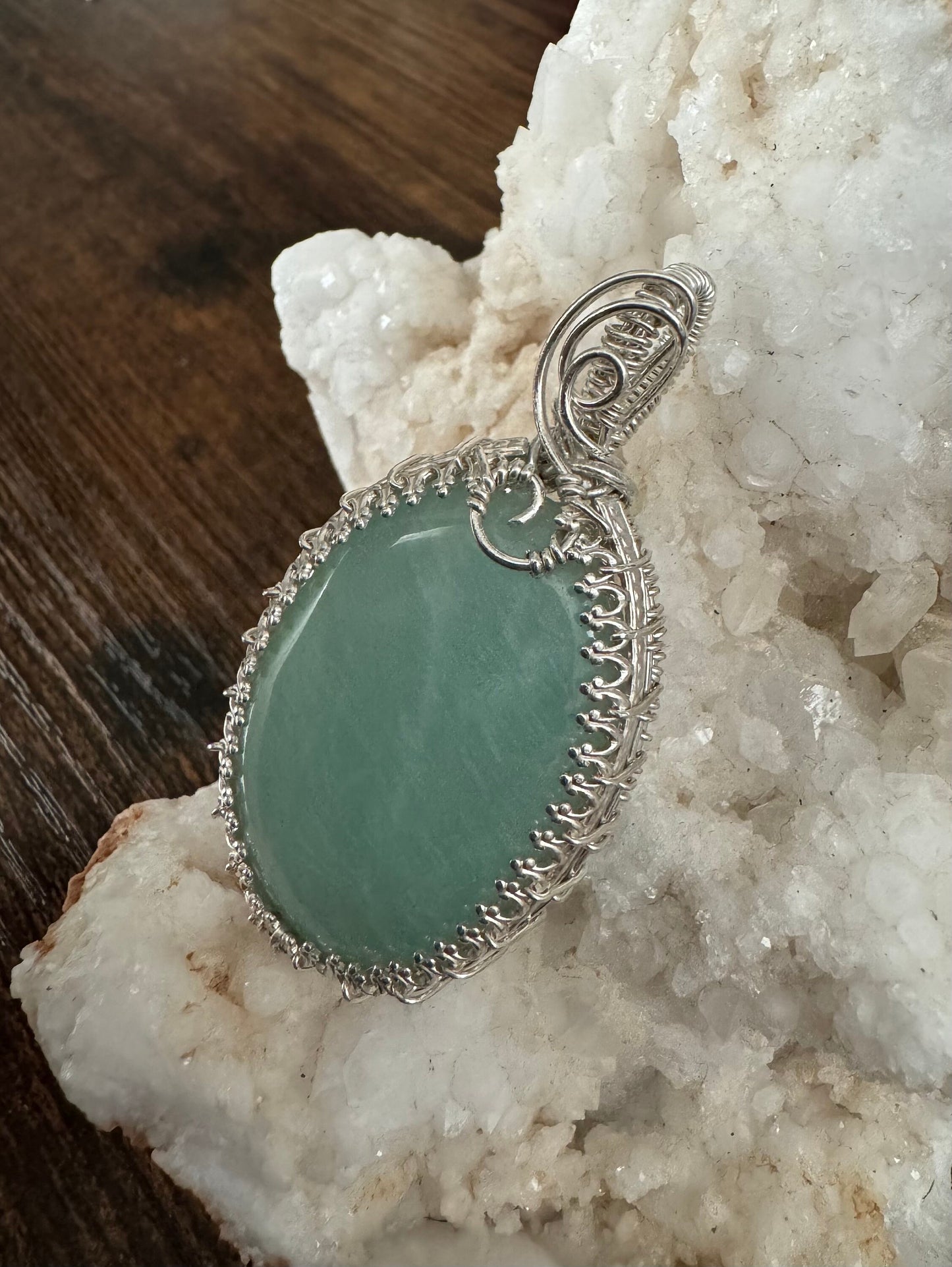 Amazonite gemstone pendant necklace