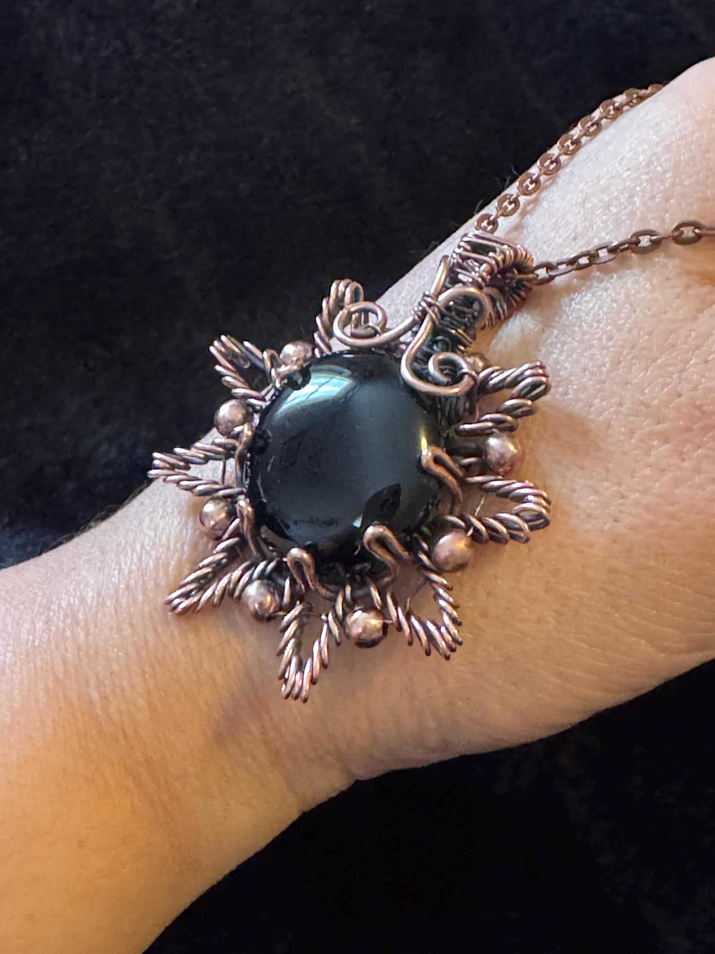 Onyx Sun Copper pendant necklace