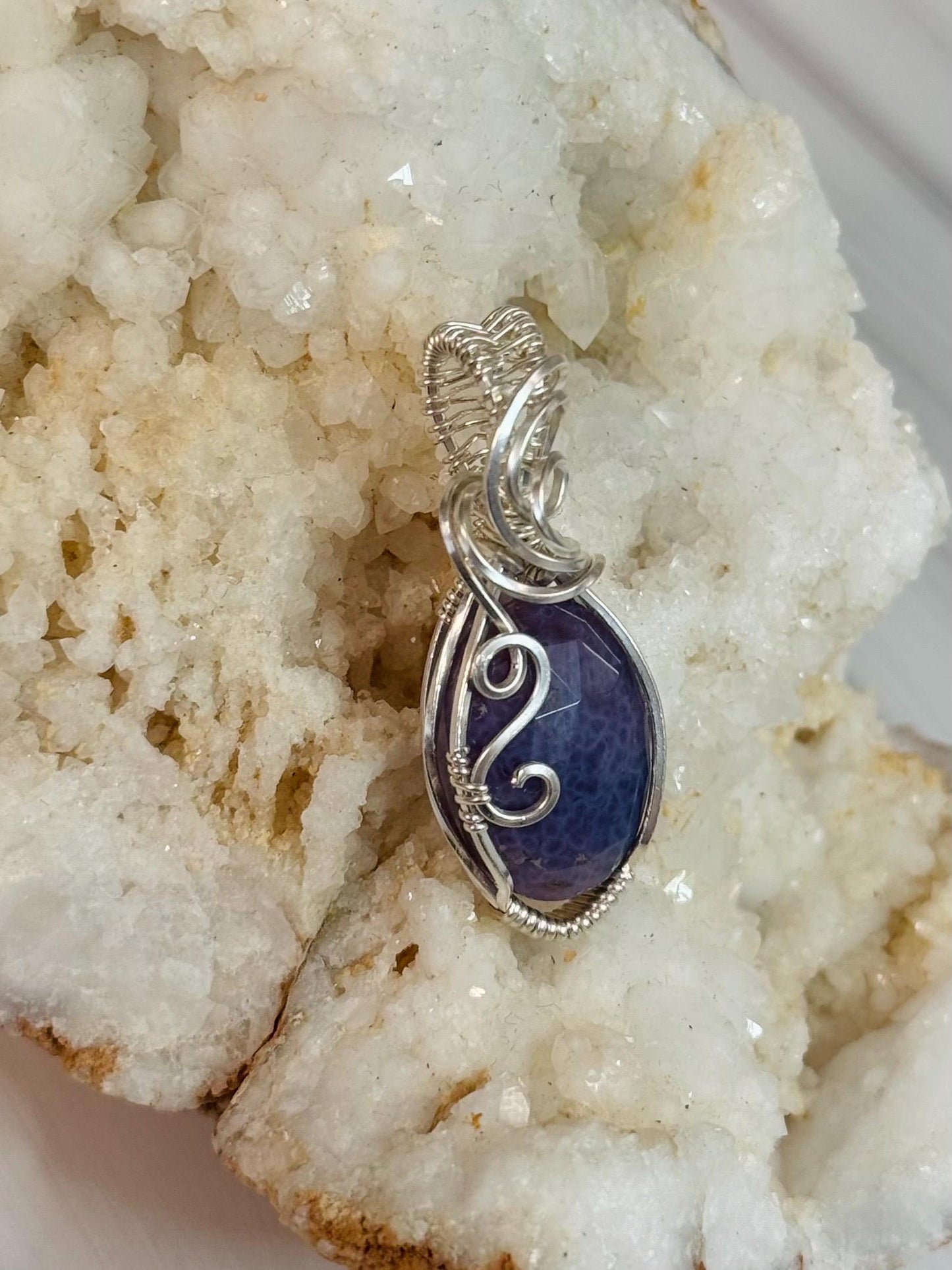 Grape Agate gemstone pendant necklace