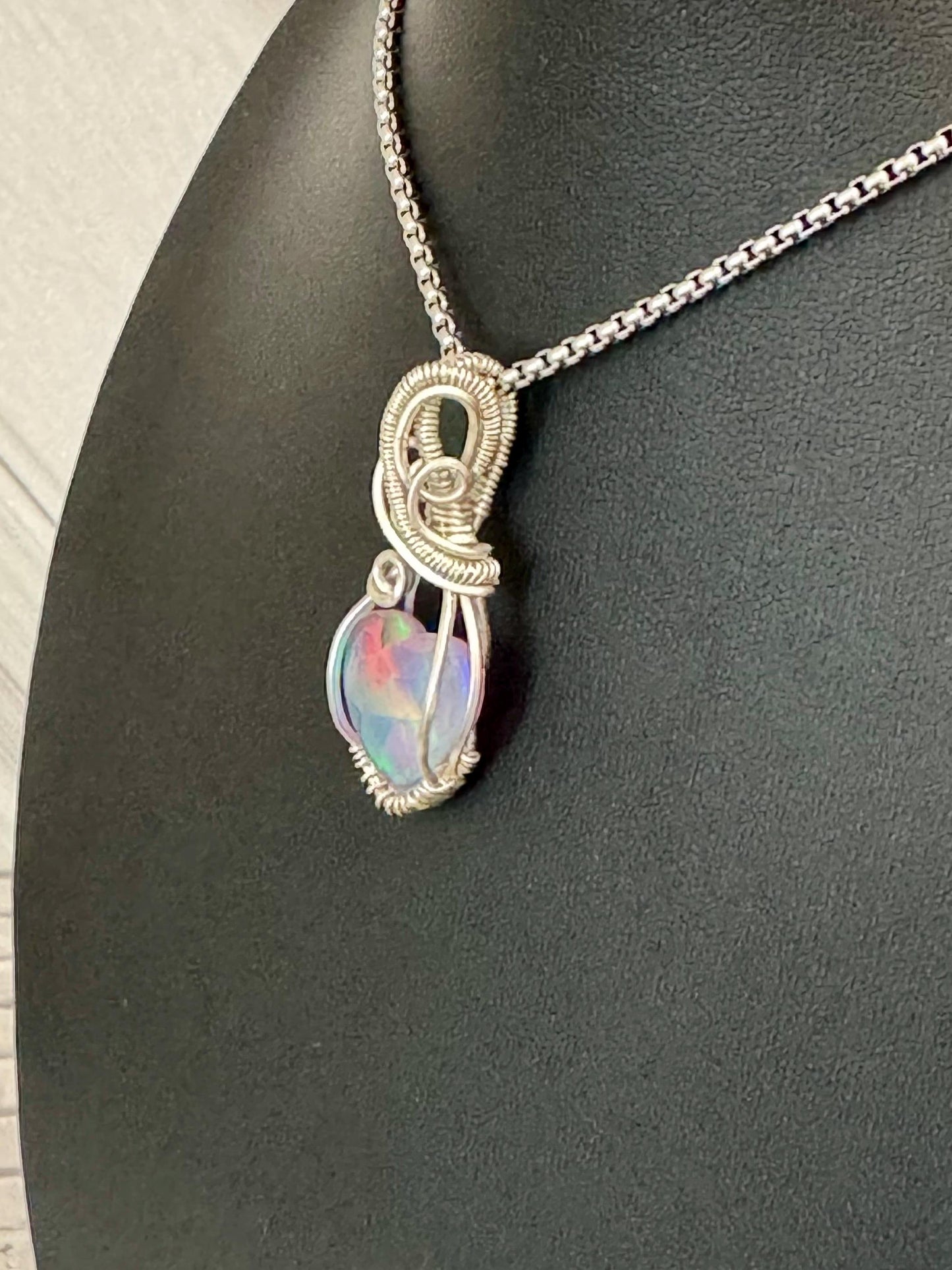Aurora Opal pendant necklace