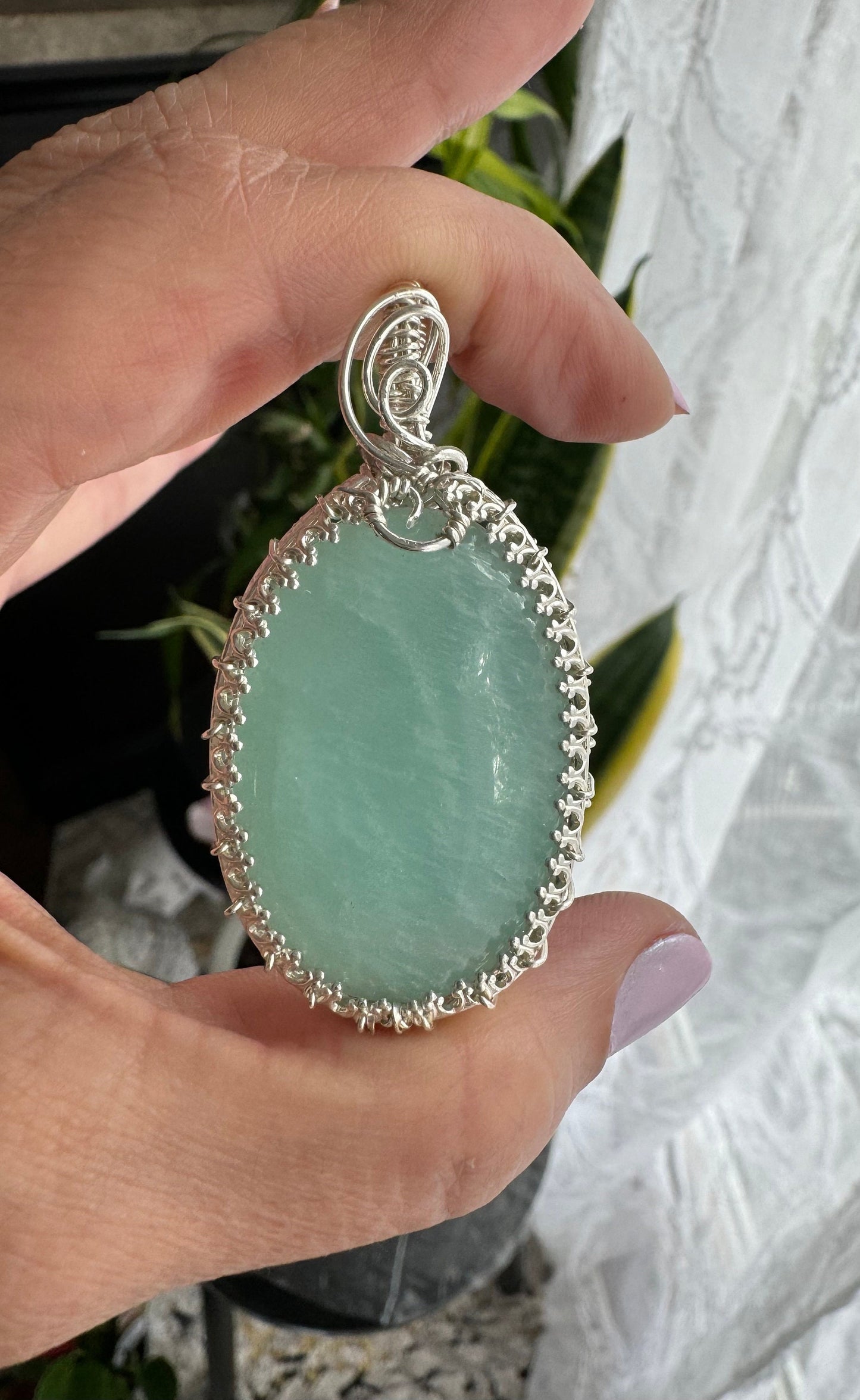 Amazonite gemstone pendant necklace