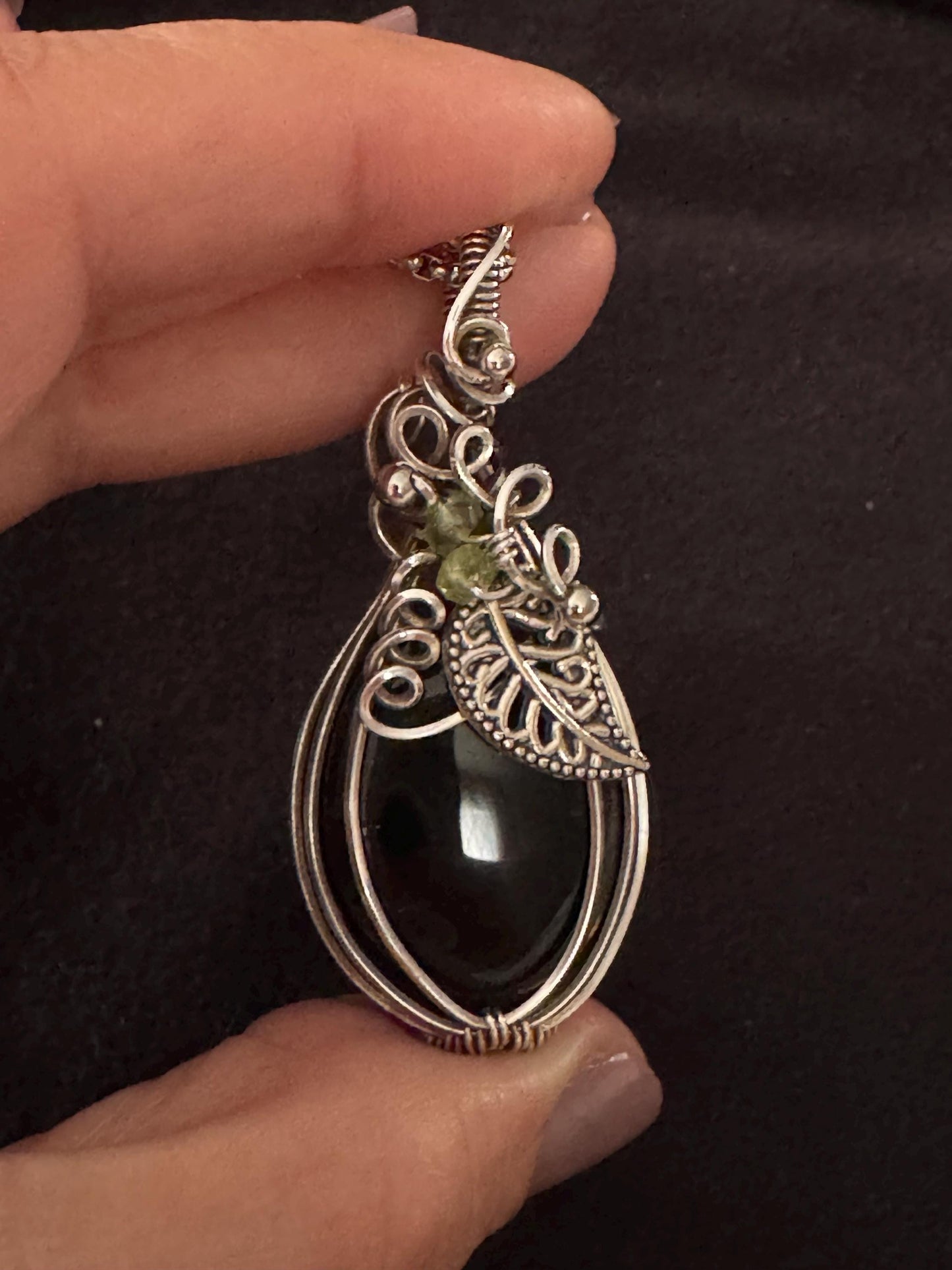 Onyx Pumpkin  pendant necklace