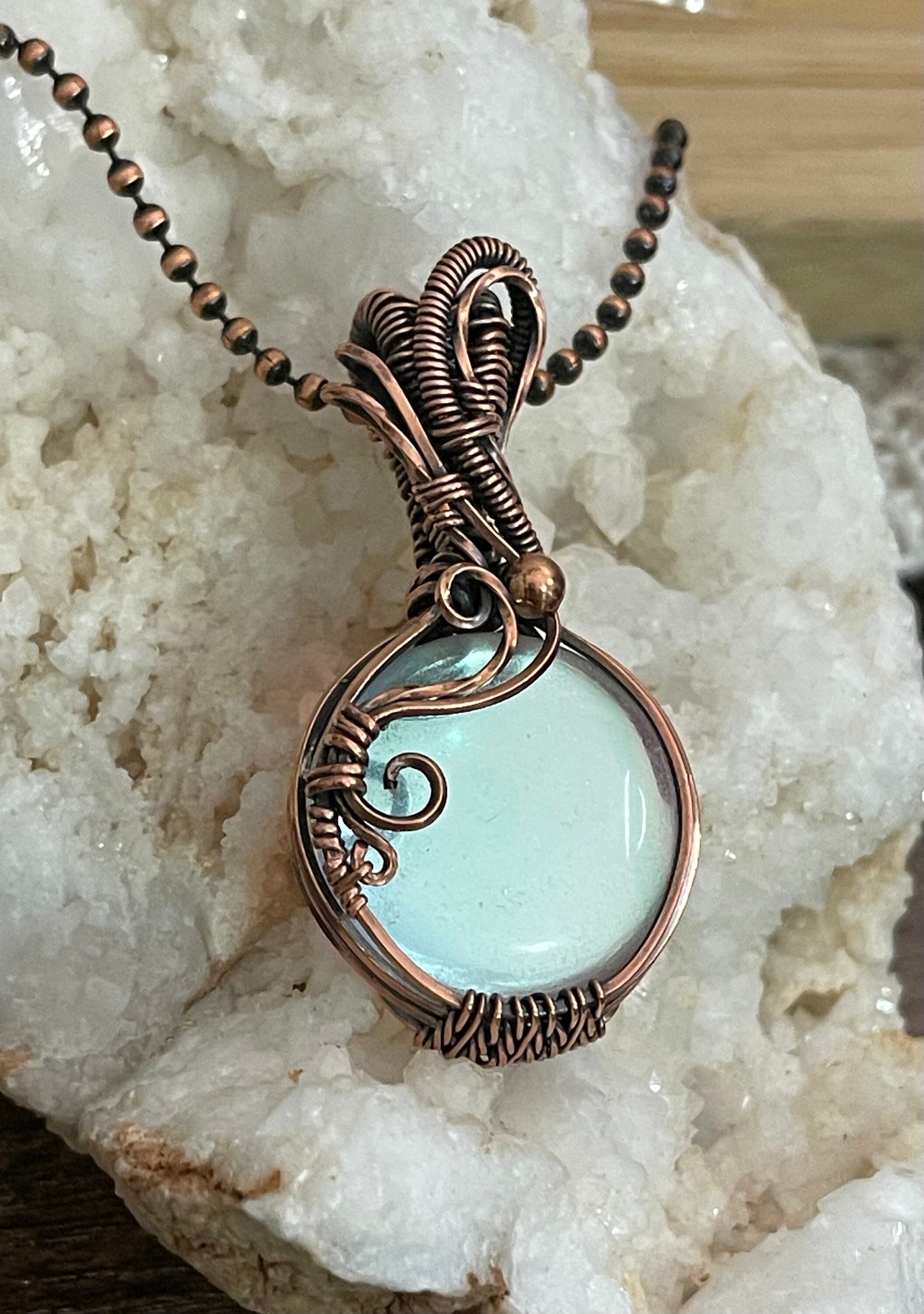 Aurora glass copper pendant necklace
