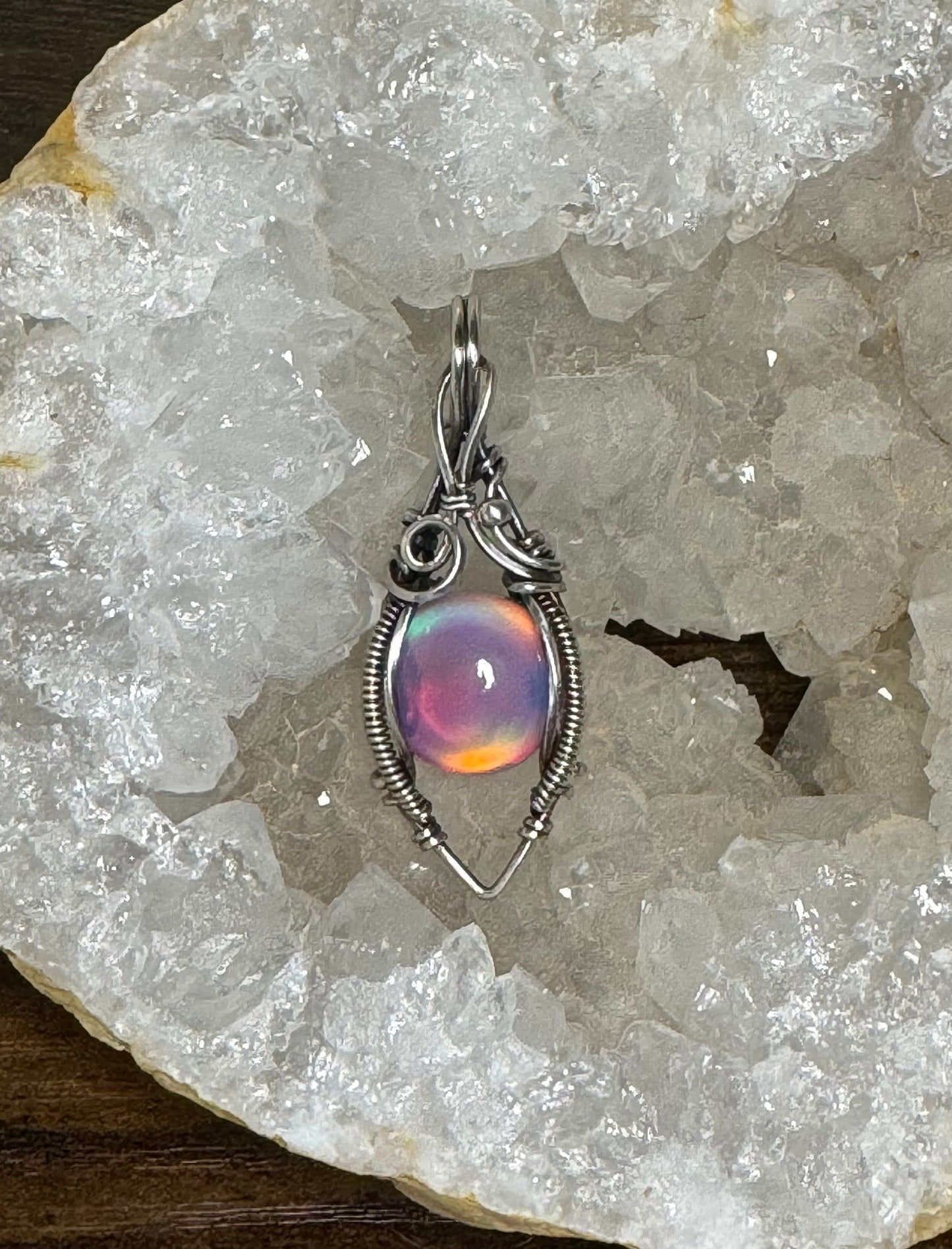 Aurora Opal pendant necklace