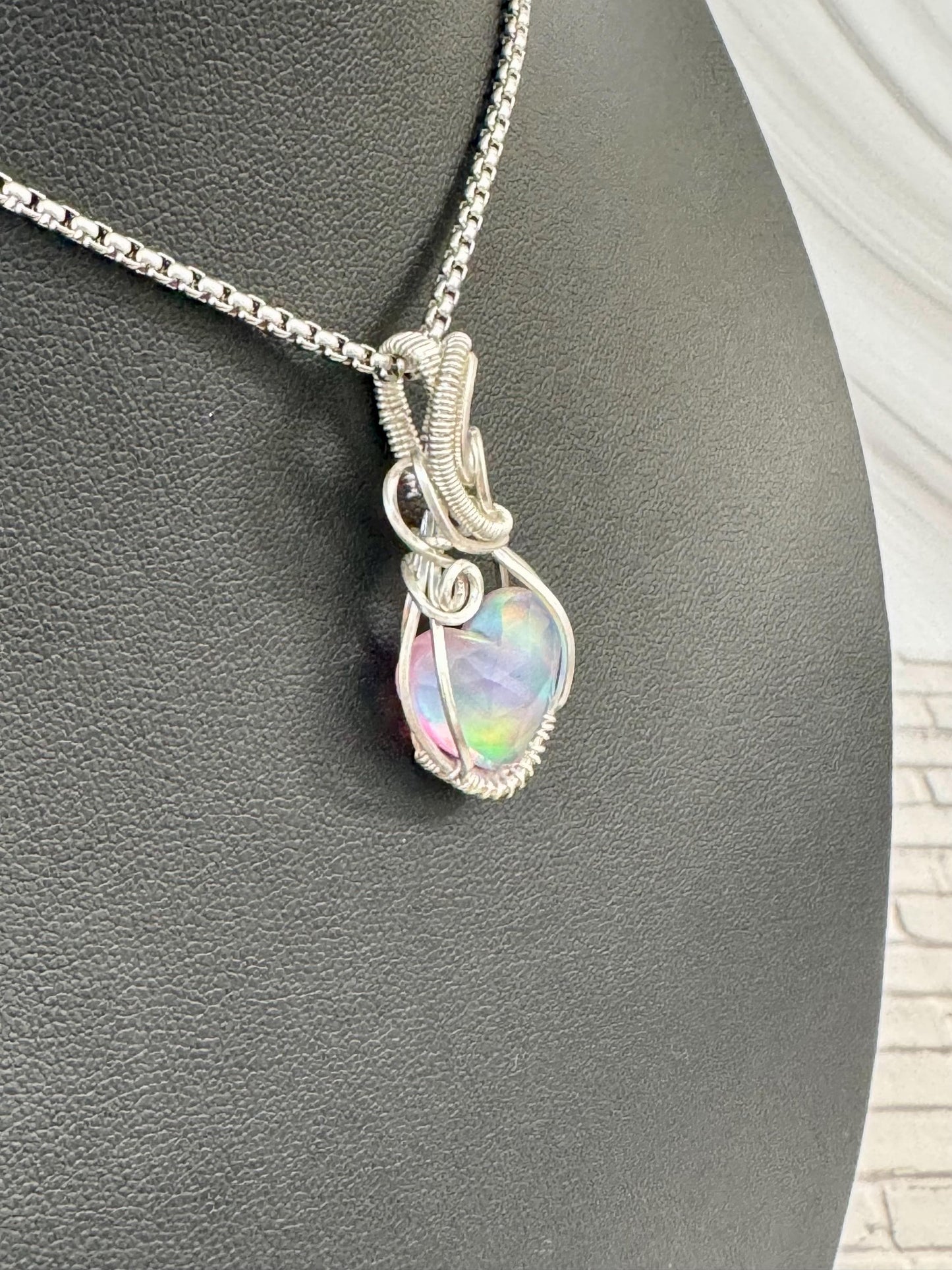 Aurora Opal pendant necklace