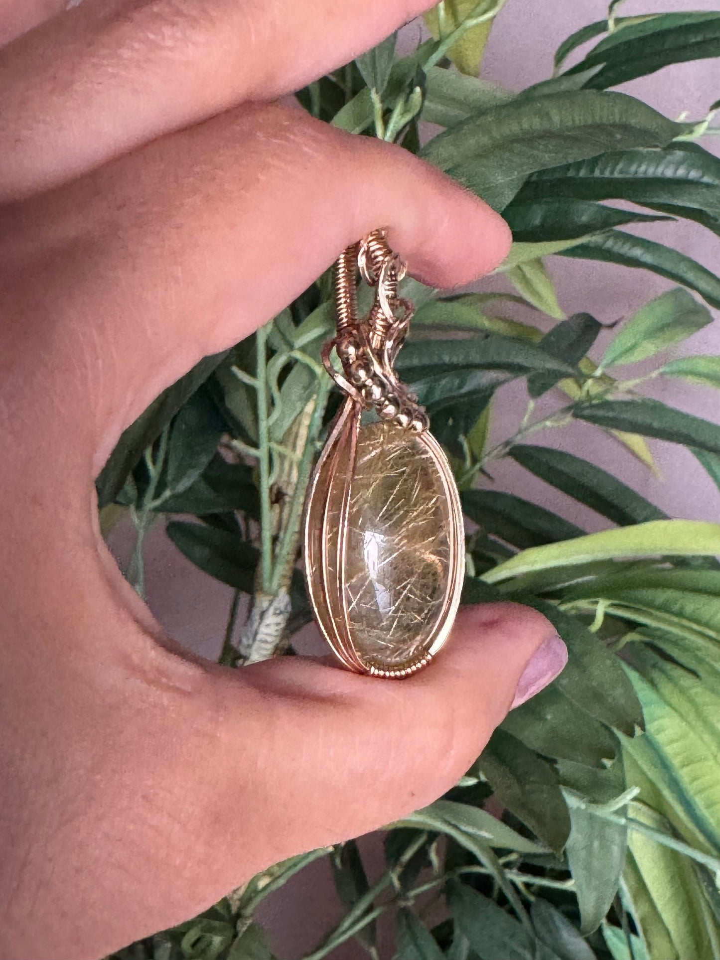 Rutilated quartz  pendant necklace