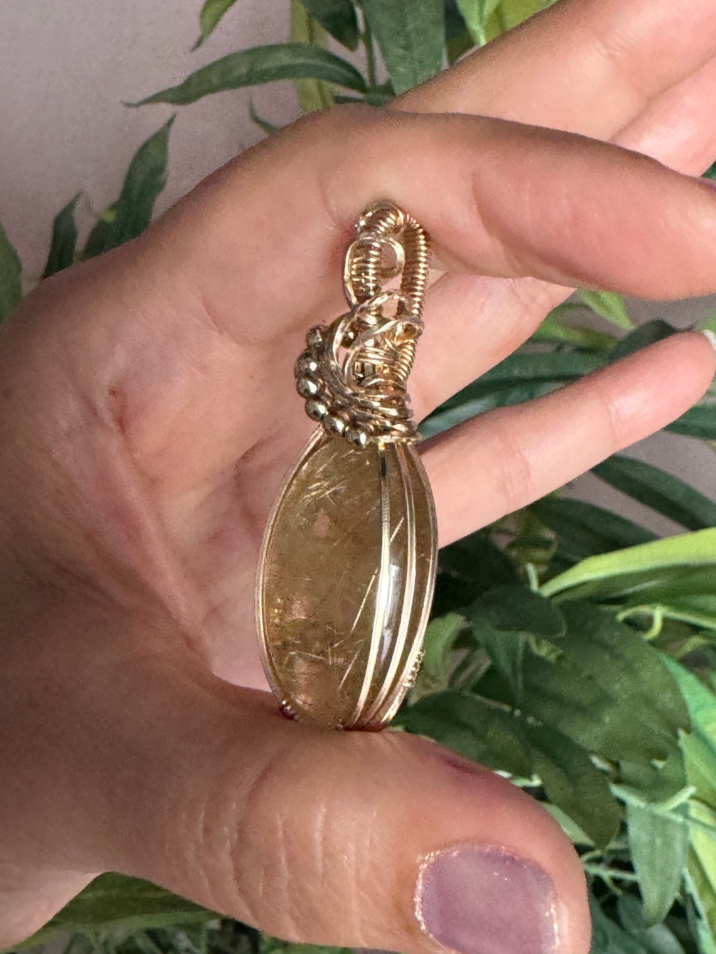 Rutilated quartz  pendant necklace