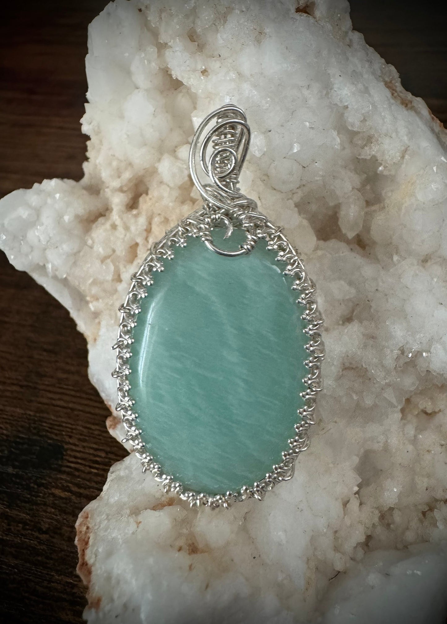 Amazonite gemstone pendant necklace