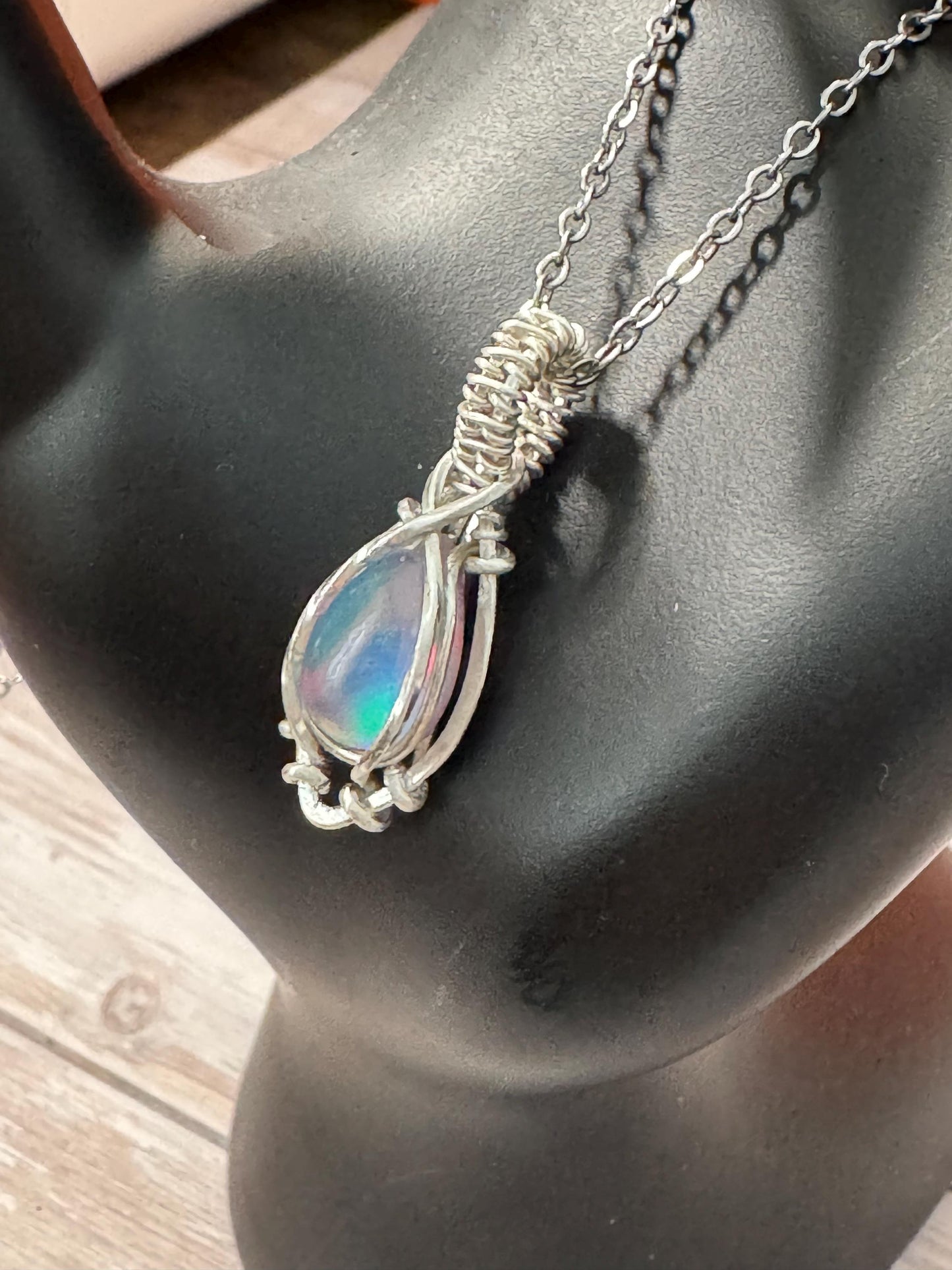 Aurora Opal pendant necklace