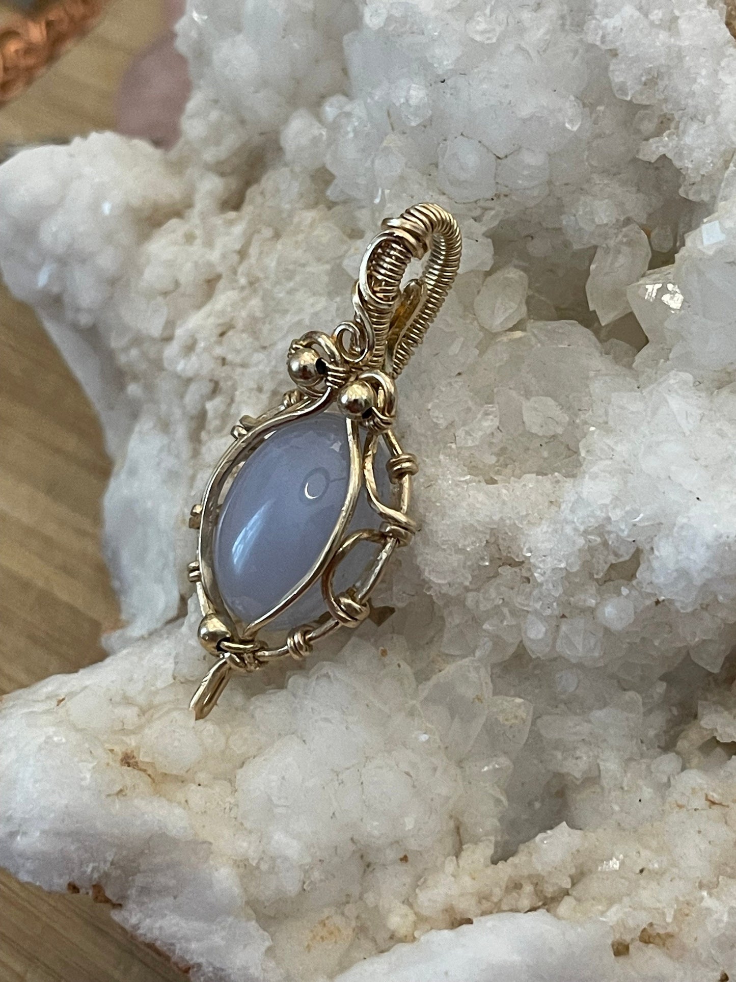 Chalcedony gemstone pendant necklace
