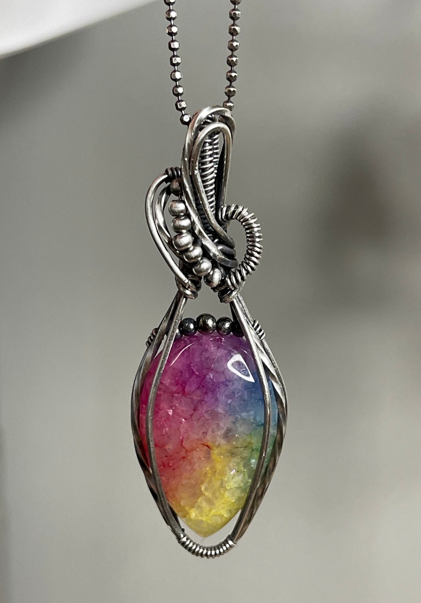 Rainbow Solar Quartz gemstone pendant necklace