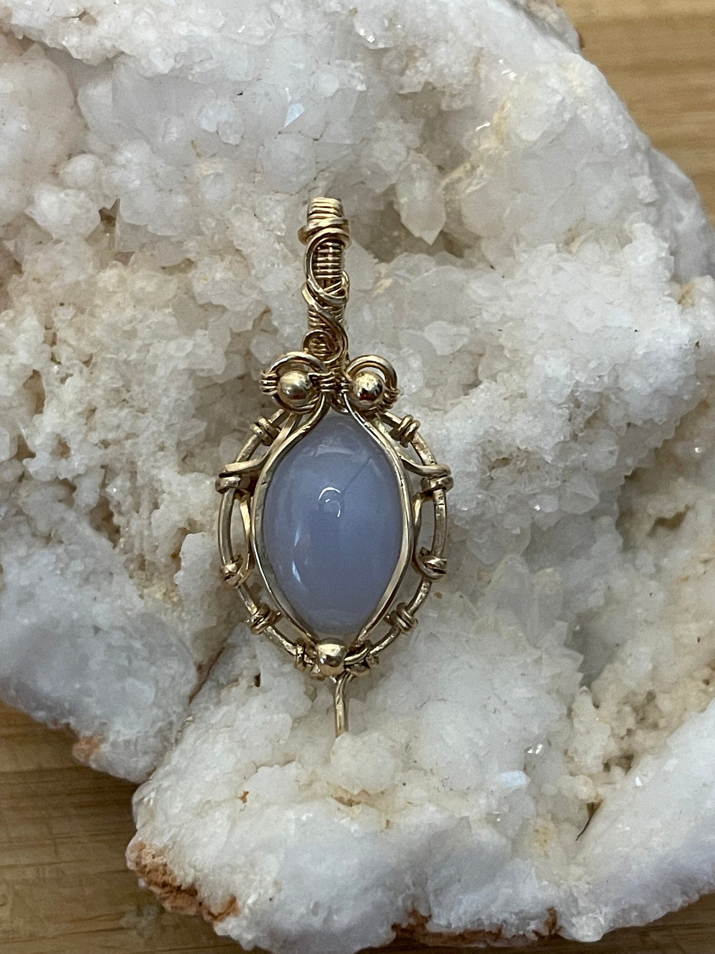 Chalcedony gemstone pendant necklace