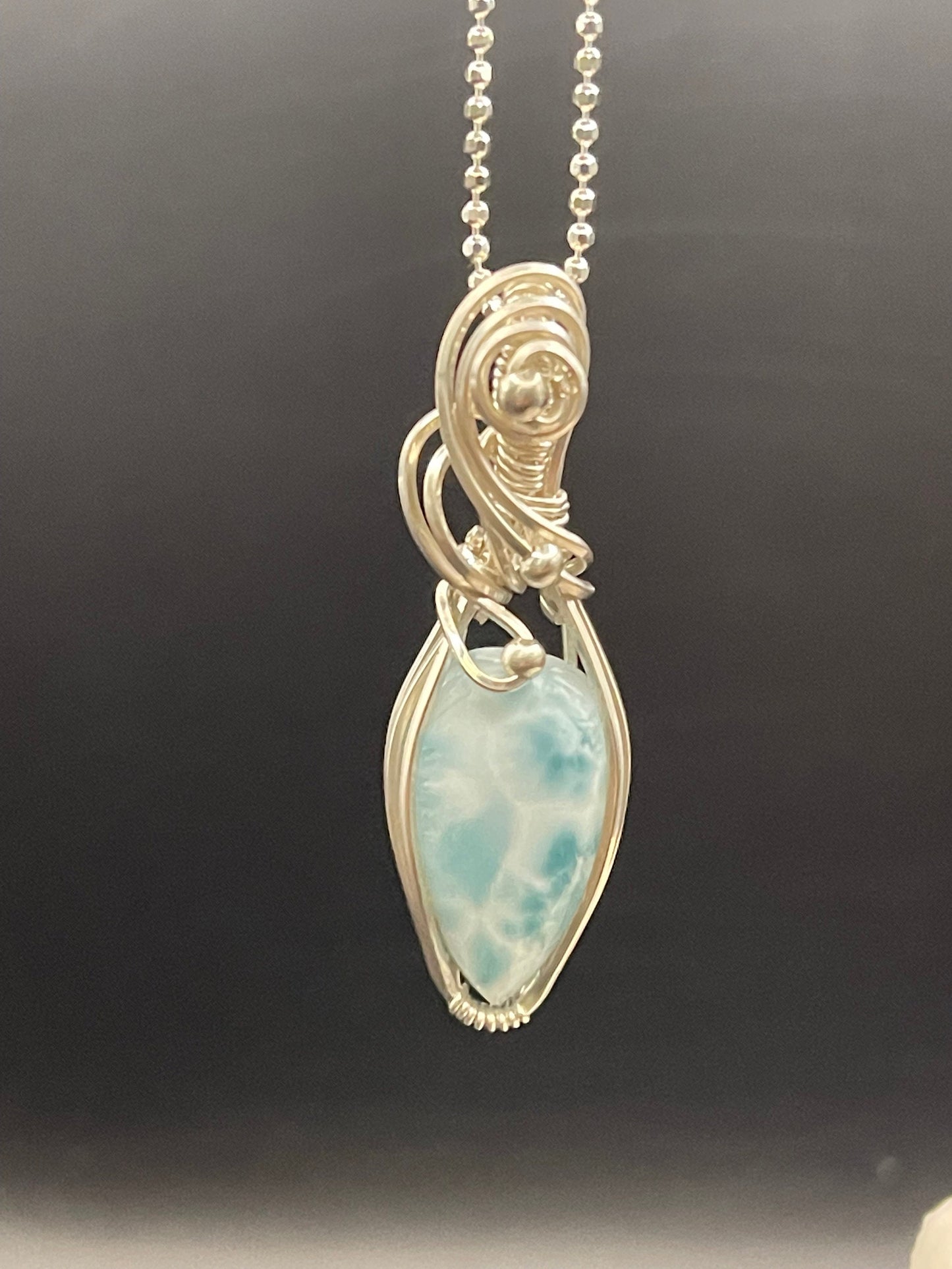 Larimar gemstone jewelry pendant necklace