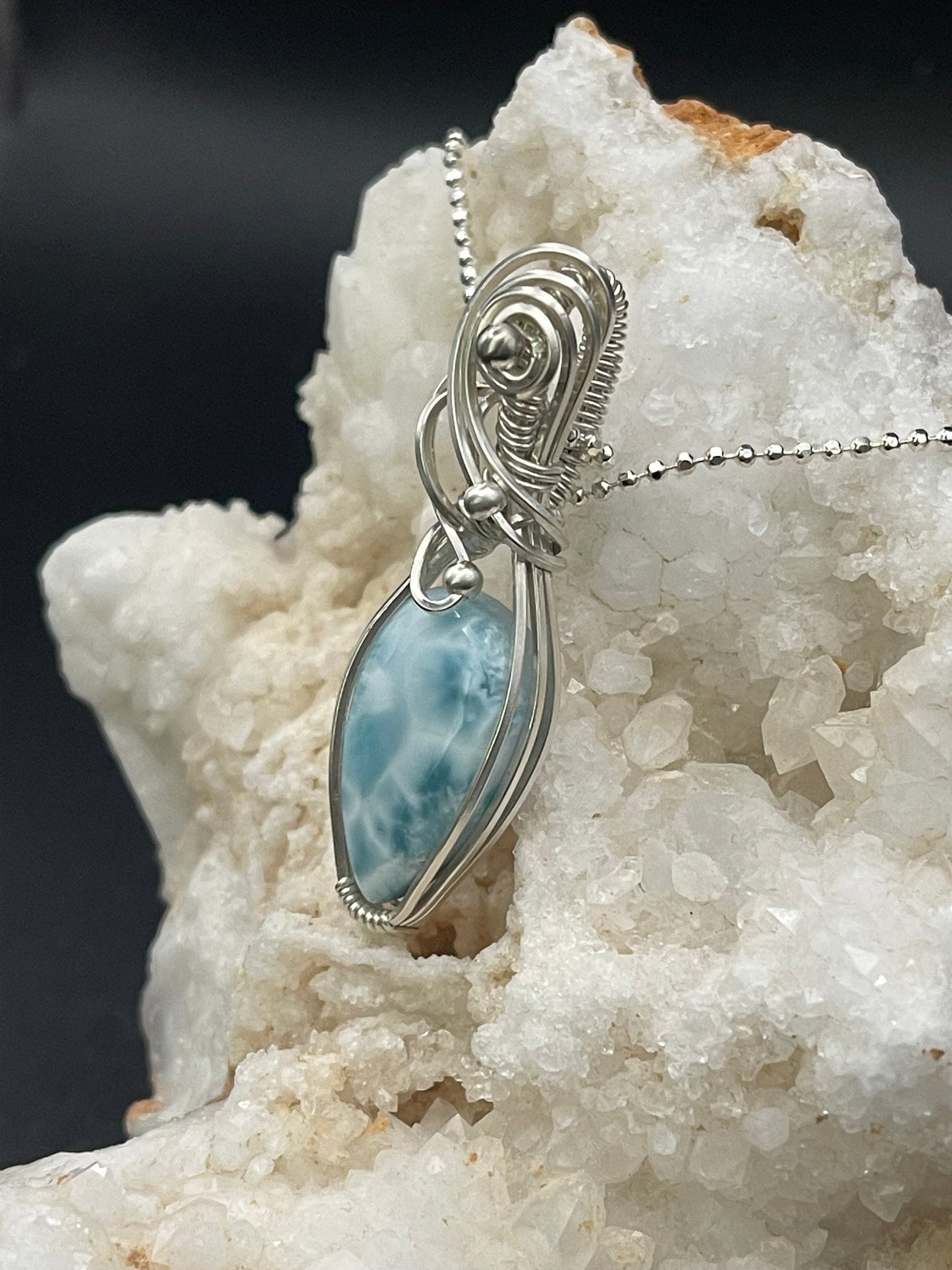 Larimar gemstone jewelry pendant necklace