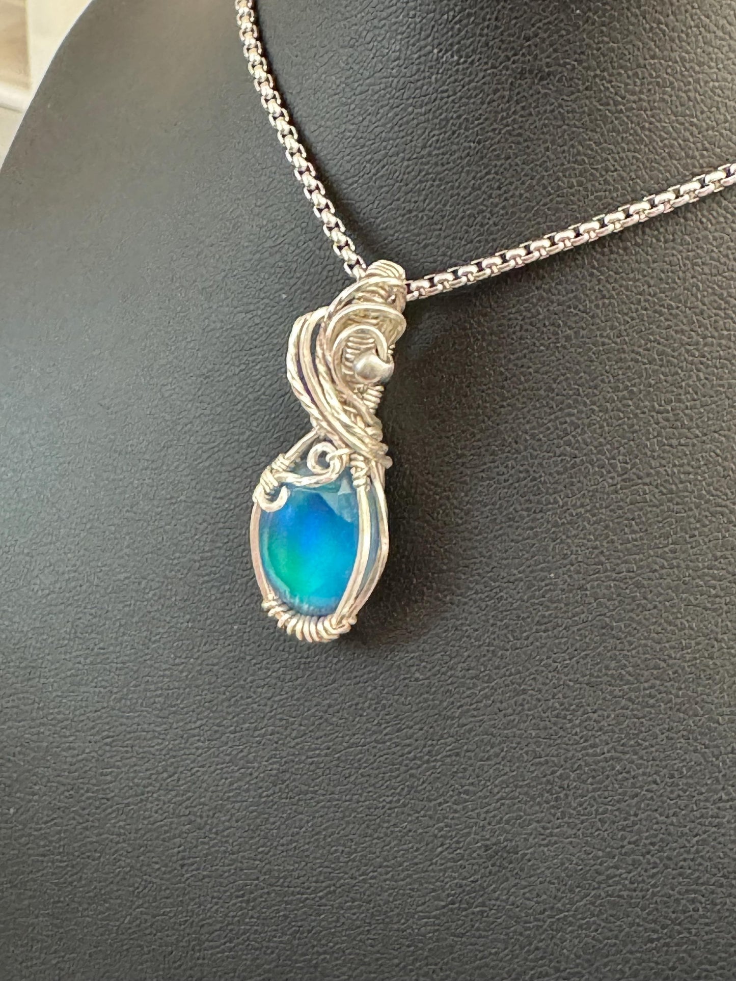 Aurora Opal pendant necklace