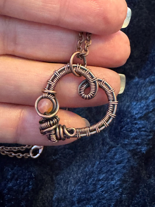 Copper heart pendant necklace