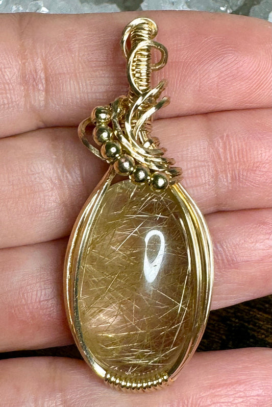 Rutilated quartz  pendant necklace