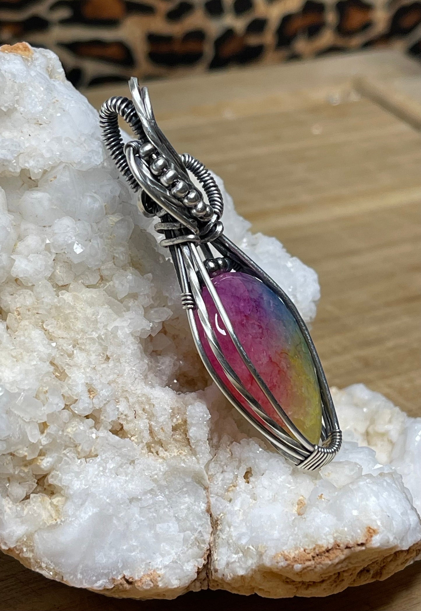 Rainbow Solar Quartz gemstone pendant necklace