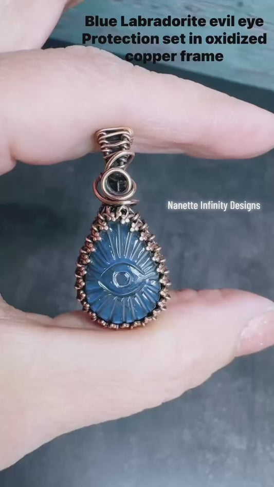 Blue evil eye Labradorite pendant